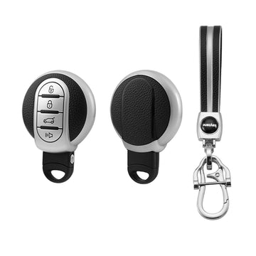 Keyzone leather TPU key cover & keychain compatible for Mini Cooper Clubman Countryman smart key (LTPU, LTPU Keychain)