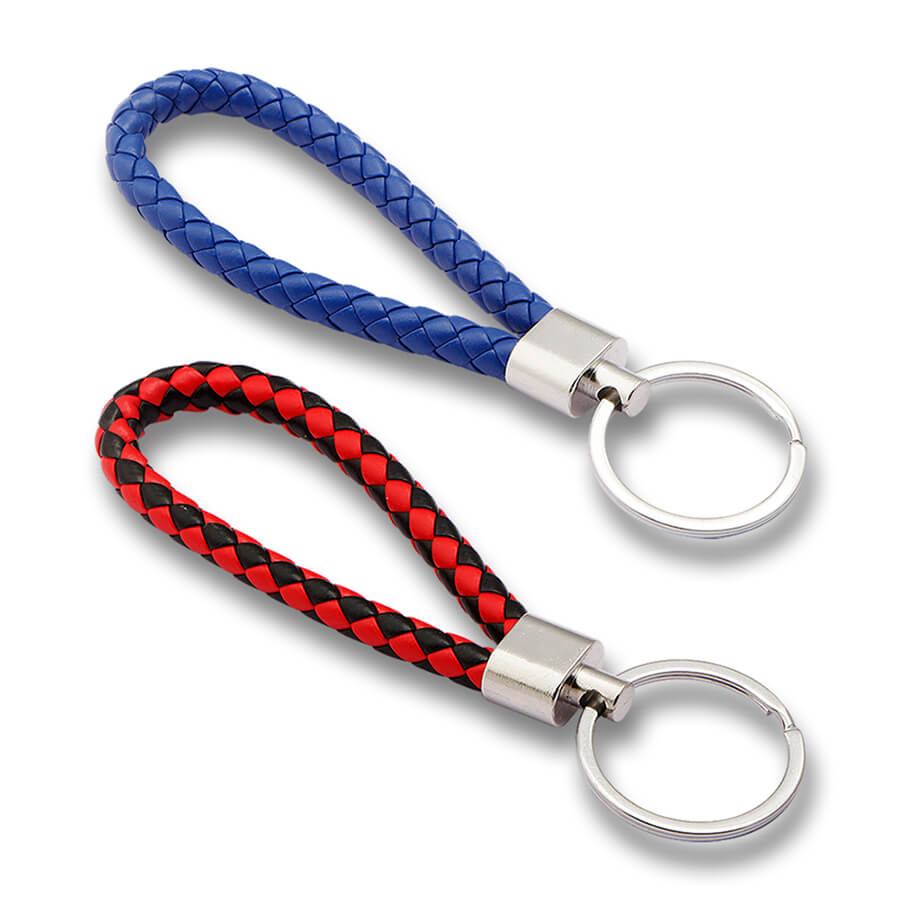 Keycare car leather keychain key holder keyring organiser pack combo (Mini keyring RedBlack+Blue)