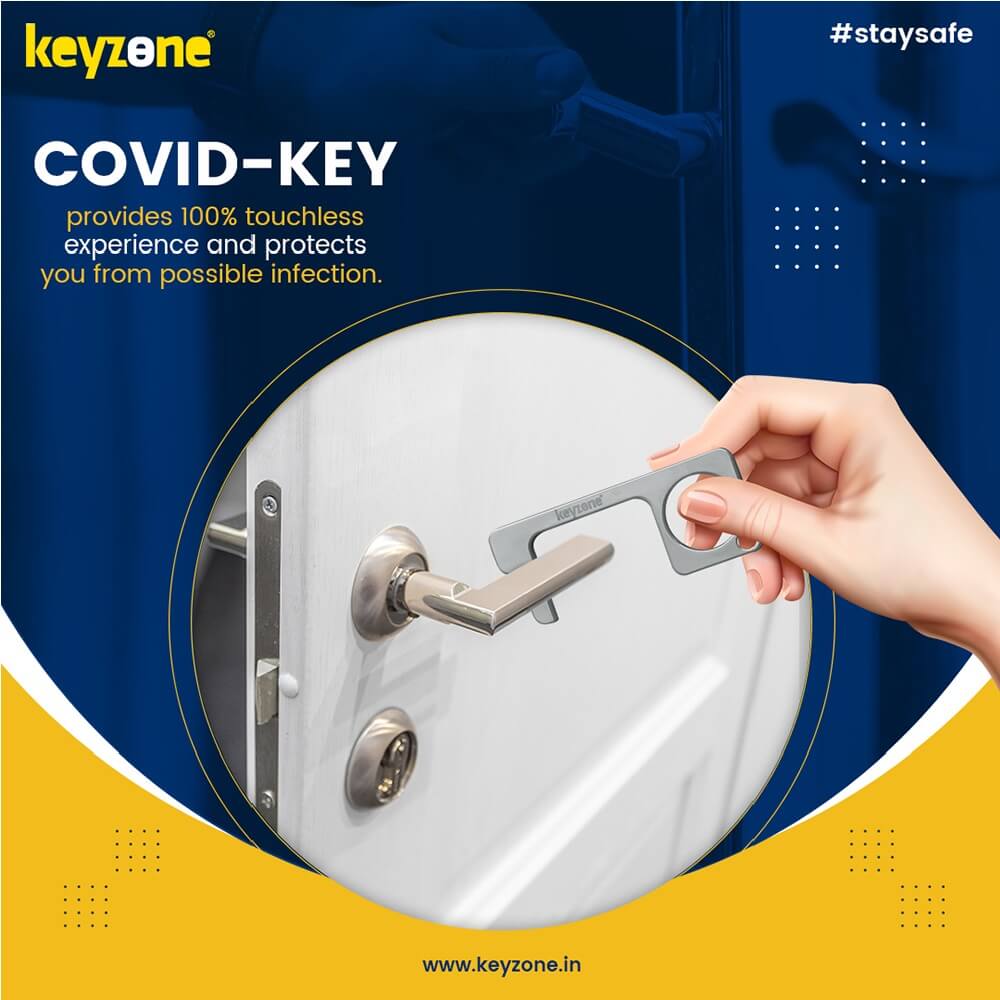 Covid key touchless door opener elevator button assistant for safety against infection - Keyzone
