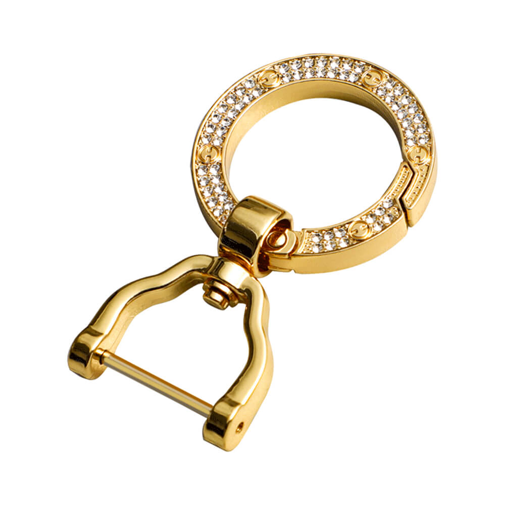 Keycare Premium Gold Plated Diamond Studded Keychain Men Women Multifunctional Key Chain Holder Keyring with Anti Lost Screw & 360 Rotatable Swivel