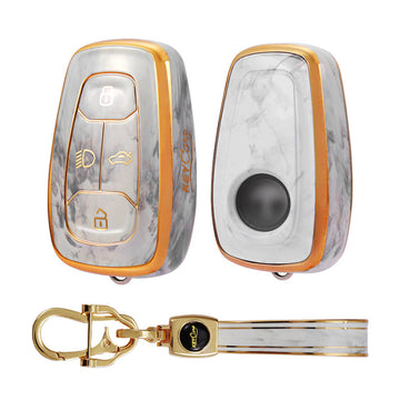 Keycare TPU Key Cover and Keychain For Tata : Nexon, Harrier, Tigor BS6, Tigor EV, Safari 2021, Altroz, Safari Gold, Gravitas, Punch smart key (TP08)