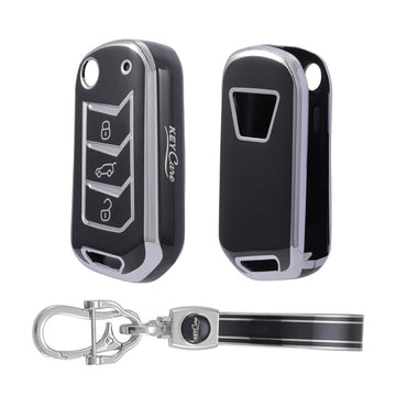 Keycare TPU Key Cover and Keychain For Thar, Bolero, Scorpio, XUV700, XUV400, XUV3x0, XUV300, TUV300, Marazzo flip key (TP09)