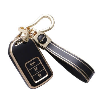 Keyzone TPU Key Cover and Keychain For Honda  : City, Civic, Jazz, Brio, Amaze, Cr-v, Wr-v, Br-v, Mobilio 3B Smart Key (TP24)