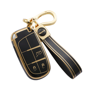 Keyzone TPU Key Cover and Keychain For Jeep : Compass, Trailhawk Smart Key (TP28, TPKeychain)