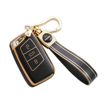 Keyzone TPU Key Cover and Keychain For Volkswagen : Tiguan, Jetta, Passat Highline Smart Key (TP40)