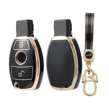 Keyzone TPU Key Cover and Keychain For Mercedes Benz : C E M S CLS CLK GLK GLC G Class 2 Button Smart Key (TP54)