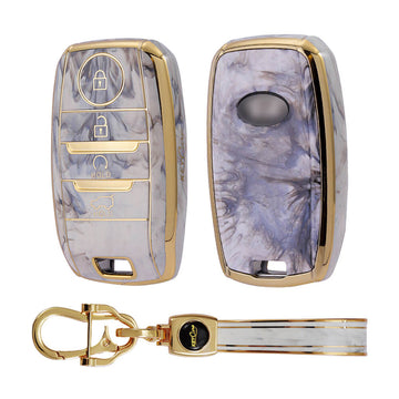 Keycare TPU Key Cover and Keychain For Kia : Sonet, Seltos 2020, Carens, Sonet X-line 4 Button Smart Key (TP61)