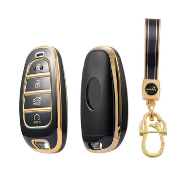 Keyzone TPU Key Cover and Keychain For Hyundai : Tucson 2022 4 Button Smart Key (TP75)