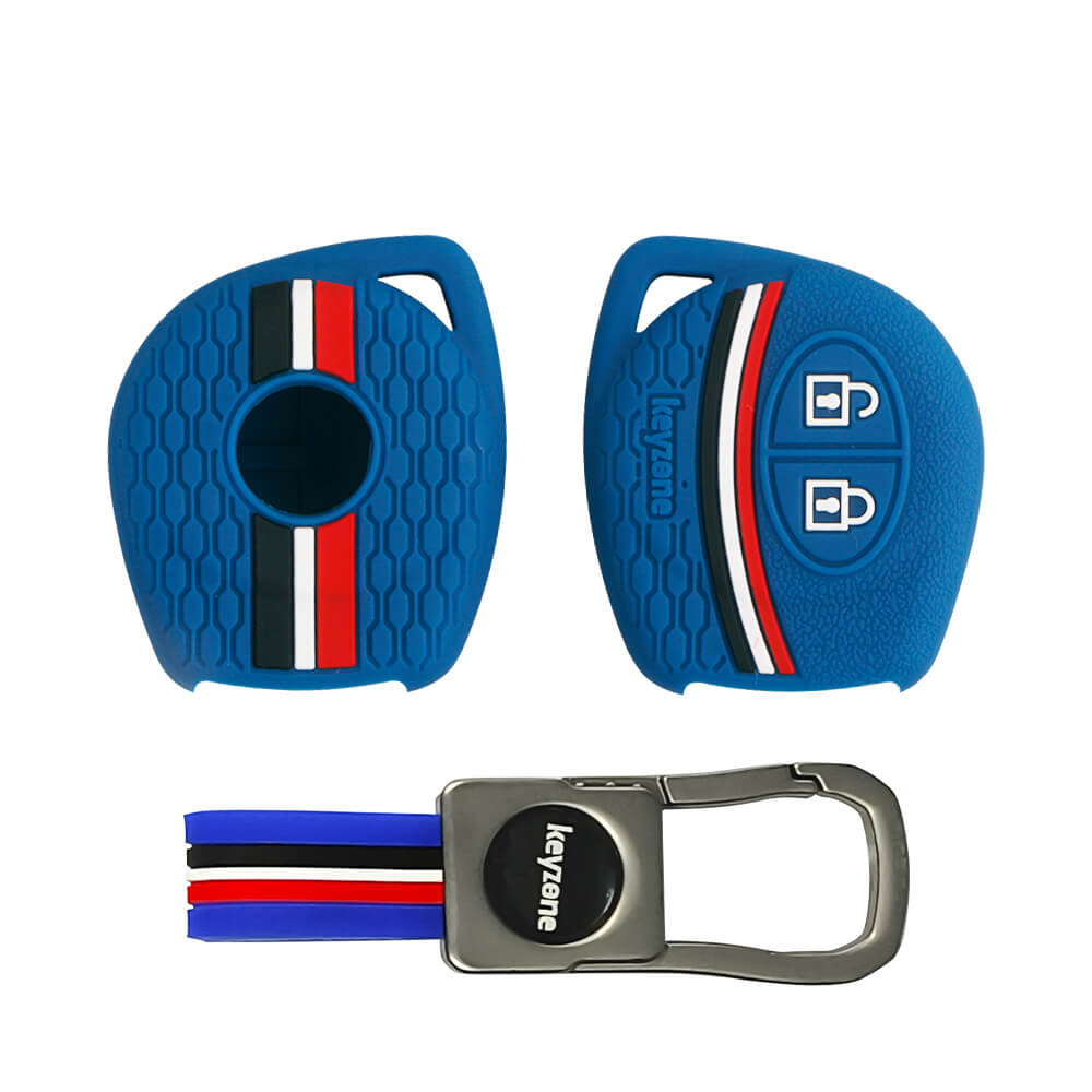 Keyzone striped silicone key cover & metal striped keyring for Fronx J