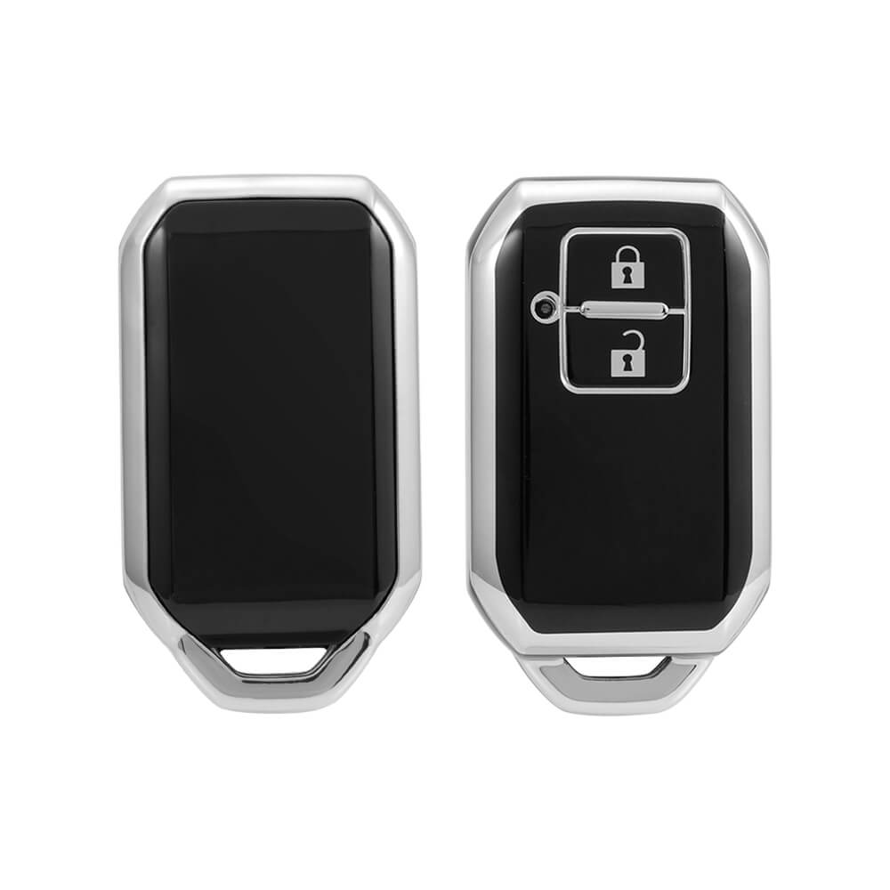 Keyzone Pack of 2 TPU Key Cover for Suzuki : Baleno, Jimny, Swift, Ertiga, Grand Vitara, XL6, New Brezza 2022, Fronx, Dzire 2b Smart Key (KZTP05-Pack of 2) - Keyzone