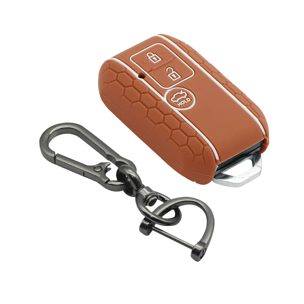 Keycare silicone key cover and keychain fit for : Dzire, Ertiga 3b smart key (KC-06, Zinc Alloy) - Keyzone