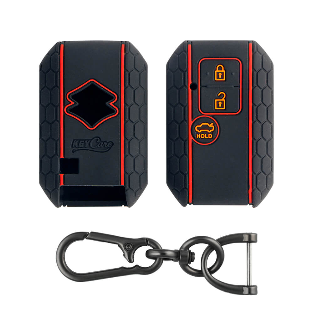 Keycare silicone key cover and keychain fit for : Dzire, Ertiga 3b smart key (KC-06, Zinc Alloy) - Keyzone