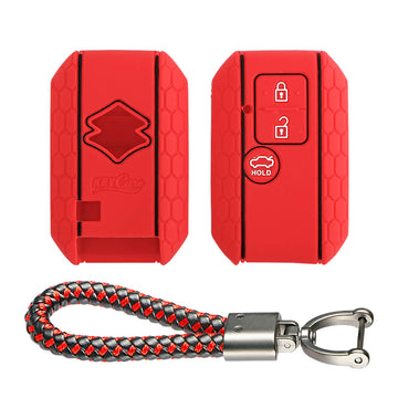 Keycare silicone key cover and keyring fit for : Dzire, Ertiga 3b smart key (KC-06, Leather Thread Keyring) - Keyzone