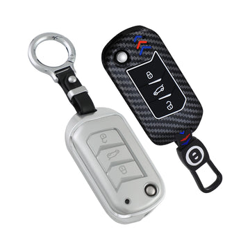 Keyzone Combo Pack – ABS & Aluminium Alloy Key Cover for Thar, Thar Roxx, Bolero, Scorpio, XUV700, XUV400, XUV3XO, XUV300, TUV300, Marazzo Flip Key (ABS09 + ALM09, Push Button Start Models)