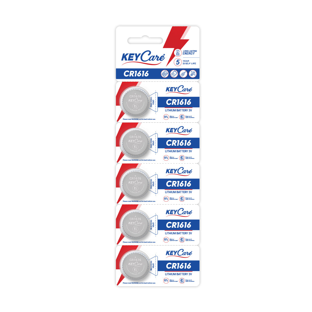 KeyCare CR1616 Lithium Coin Batteries 3V (Pack of 5)