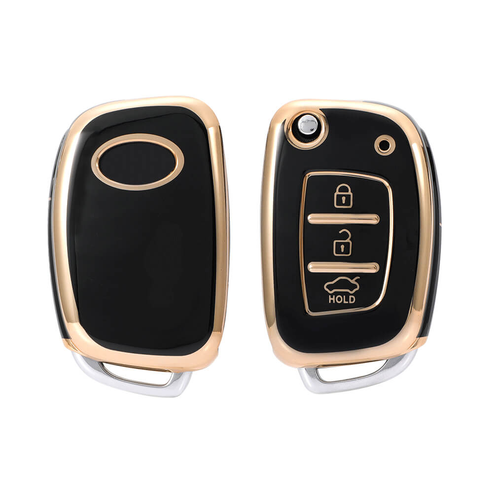 Keyzone Pack of 2 TPU Key Cover For Hyundai : Creta, I20 2020, I20 Elite, I20 Active, Grand I10, Aura, Xcent 19 Onwards, Venue Flip Key (KZTP10-Pack of 2) - Keyzone