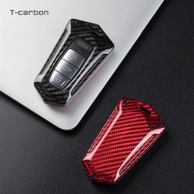 T-carbon genuine carbon fibre key cover and keychain Compatible for A6, A6L, A7, E-Tron, A8, Q8 2019-2022 smart key - Keyzone