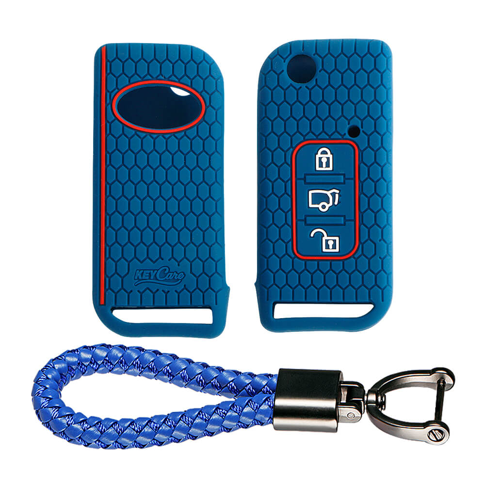 Keycare silicone key cover and keyring fit for : XUV500 flip key (KC-11, Leather Thread Keychain) - Keyzone