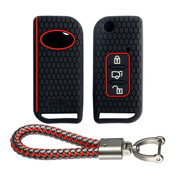 Keycare silicone key cover and keyring fit for : XUV500 flip key (KC-11, Leather Thread Keychain)