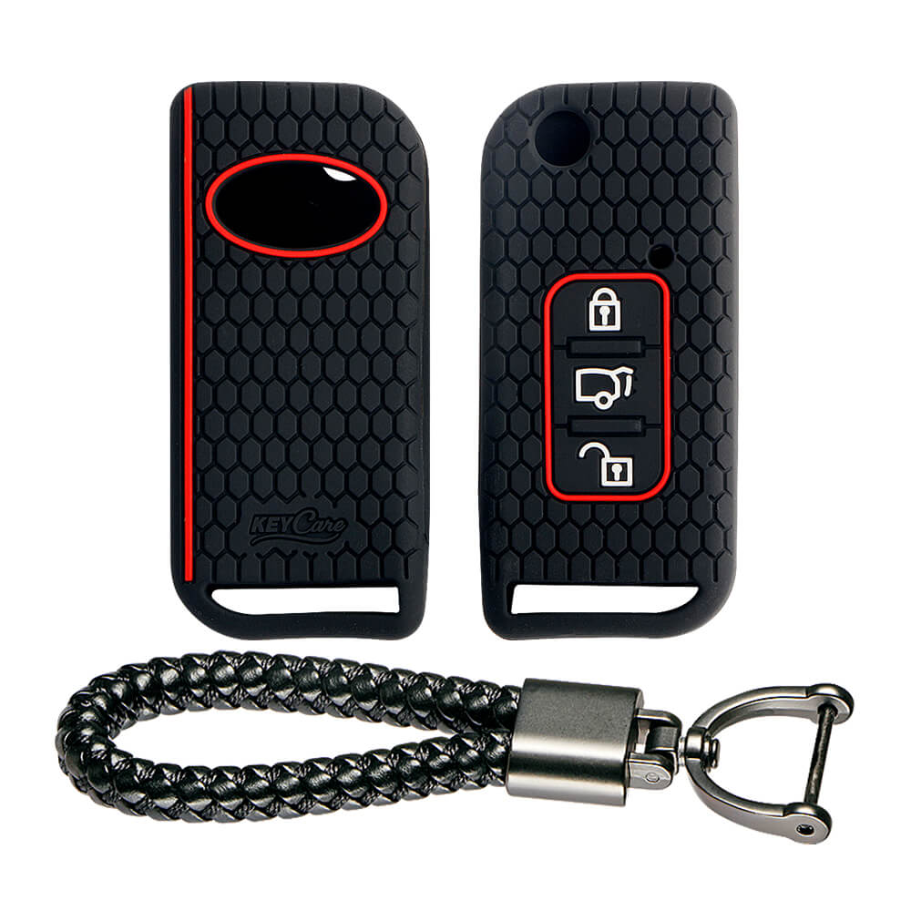 Keycare silicone key cover and keyring fit for : XUV500 flip key (KC-11, Leather Thread Keychain) - Keyzone