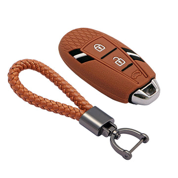 Keyzone striped key cover and keychain fit for : Urban Cruiser smart key (KZS-12, Leather Thread keychian) - Keyzone