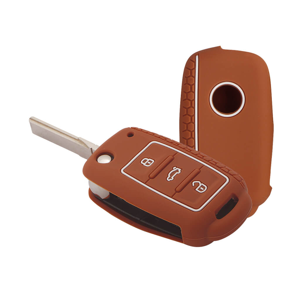 Keycare silicone key cover fit for : Polo, Vento, Jetta, Ameo 3b flip key (KC-13) - Keyzone