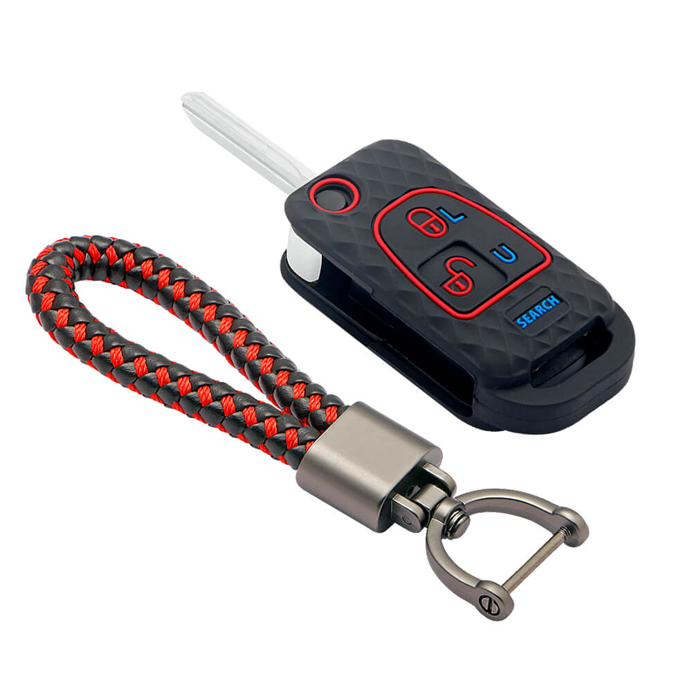 Keycare silicone key cover and keychain fit for : Bolero flip key (KC-14, Leather Thread Keychain) - Keyzone