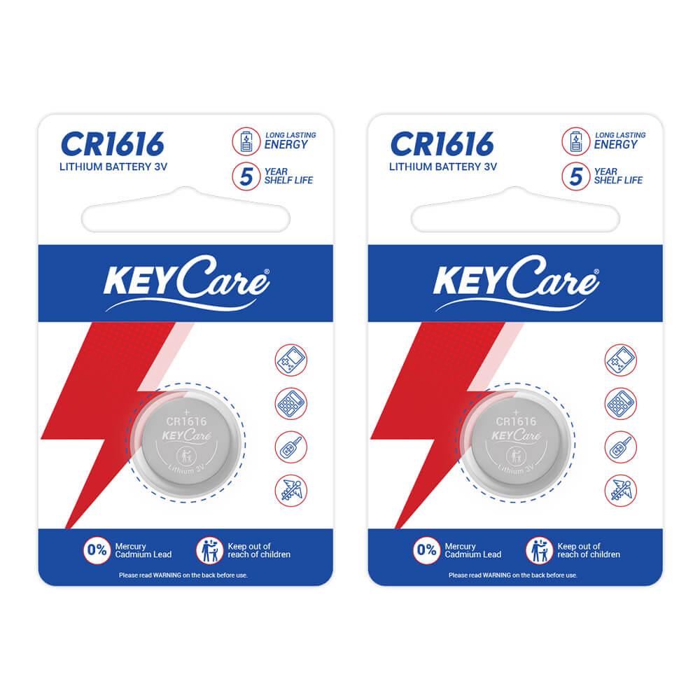 KeyCare CR1616 Lithium Coin Batteries 3V (Pack of 2)