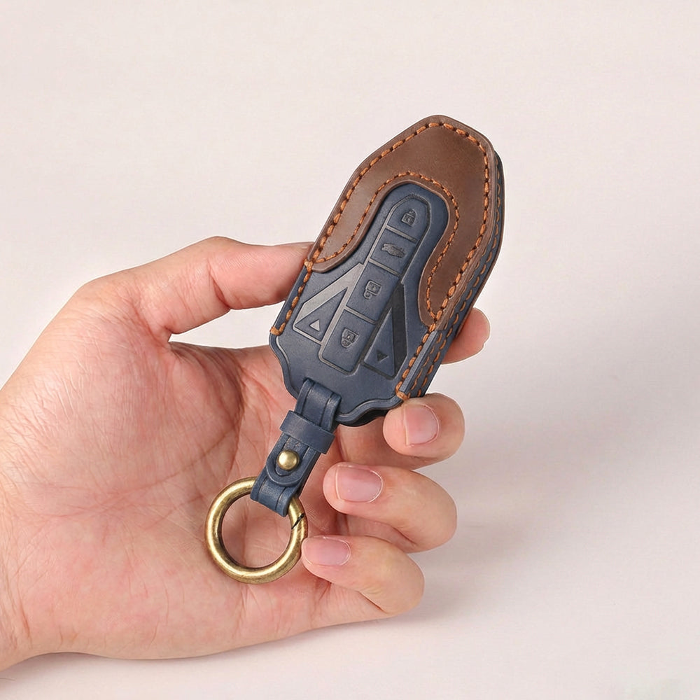 keyzone Dual Leather Key Cover Compatible for Mahindra XUV 7XO, BE 6,