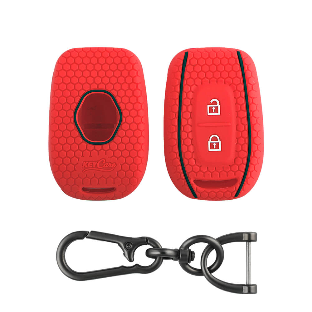 Keycare silicone key cover and keyring fit for : Kwid, Duster, Triber, Kiger remote key (KC-17, Zinc Alloy)