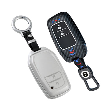 Keyzone Combo Pack – ABS & Aluminium Alloy Key Cover for Innova Crysta, Innova HyCross, Hilux 2 Button Smart Key (ABS18_2b + ALM18_2b)