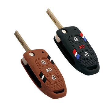 Keyzone Striped Key Cover – Mix Color Combo Offer (Buy 2 & Save) for Tata Curvv, Nexon, Harrier, Safari, Altroz, Punch, Tigor, Tiago, Zest, Bolt, Hexa Flip Key (KZS-13)