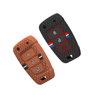 Keyzone Striped Silicone Key Cover – Mix Color Combo Offer (Buy 2 & Save) for i20, Venue, Kona, Verna 3 Button Flip Key (KZS-23)
