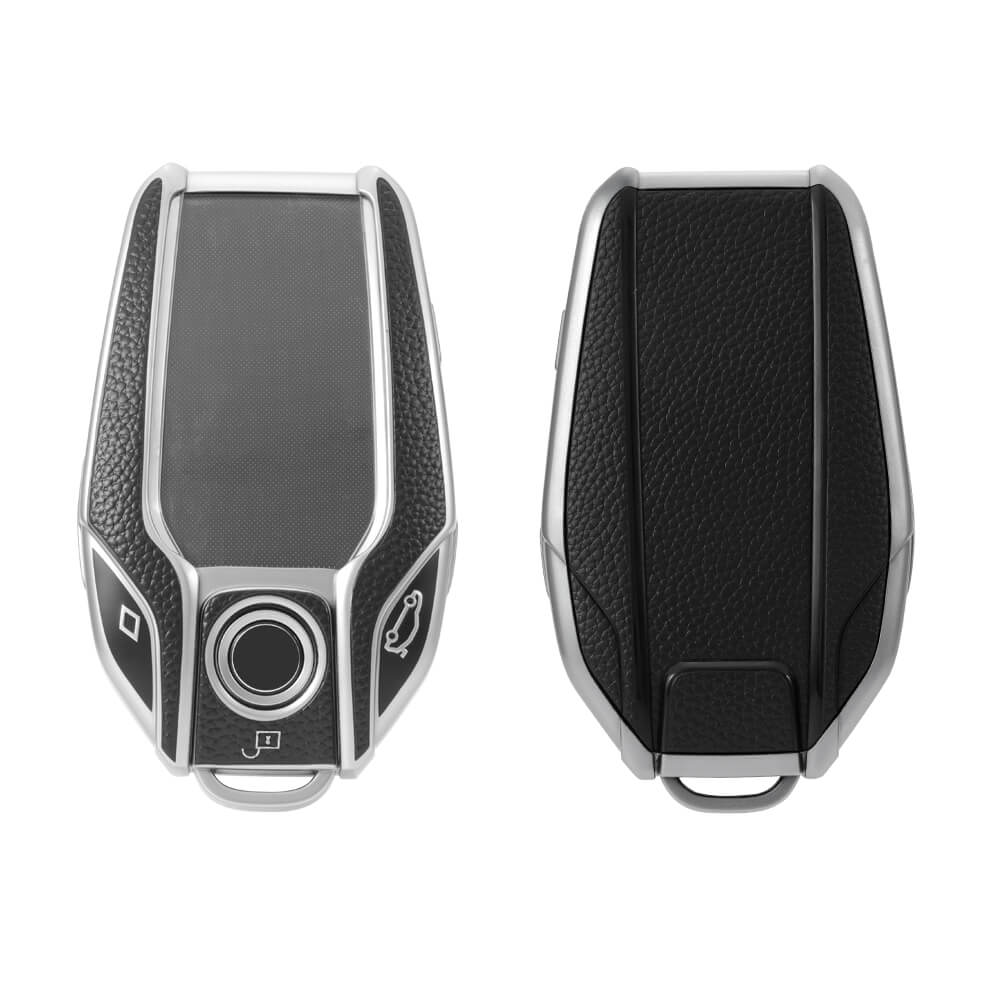 Keyzone Leather TPU Key Cover Compatible for BMW X Series LCD Display Smart Key (LTPU68) - Keyzone