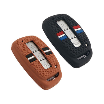Keyzone Striped Key Cover – Mix Color Combo Offer (Buy 2 & Save) for Exter, Venue, Elantra, Tucson, i20, Creta, Elite i20, Active i20, Aura, Verna 4S, Xcent, Alcazar 3B/4B Smart Key (KZS-18)
