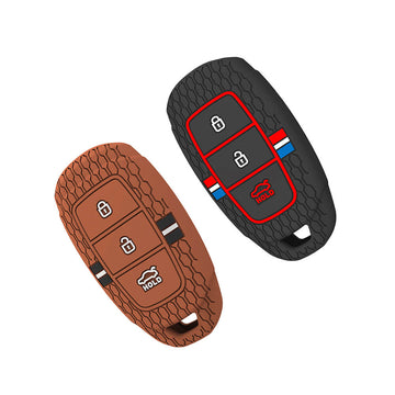 Keyzone Striped Silicone Key Cover – Mix Color Combo Offer (Buy 2 & Save) for i20, Kona, Verna 3 Button Smart Key (KZS-22)