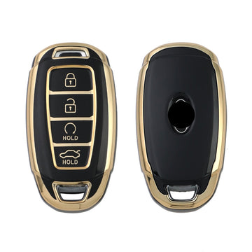 Keyzone TPU Car Key Cover & keychain for: i20, Verna 2023 onwards 4 button smart key (TP60Type2, TPKeychain)