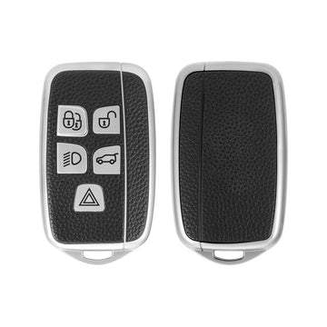 Keyzone Leather TPU Key Cover For Jaguar/Range Rover : Evoque Velar Discovery LR4 Land Rover Sport XF XJ XE F-PACE F-Type 5 Button Smart Key (LTPU72)