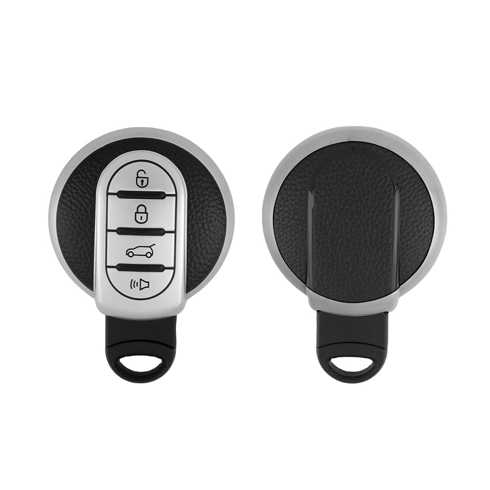 Keyzone leather TPU key cover & keychain compatible for Mini Cooper Clubman Countryman smart key (LTPU, LTPU Keychain) - Keyzone