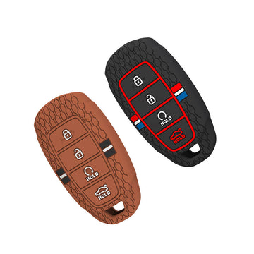 Keyzone Striped Silicone Key Cover – Mix Color Combo Offer (Buy 2 & Save) for i20, Verna 2023 Onwards 4 Button Smart Key (KZS-25)