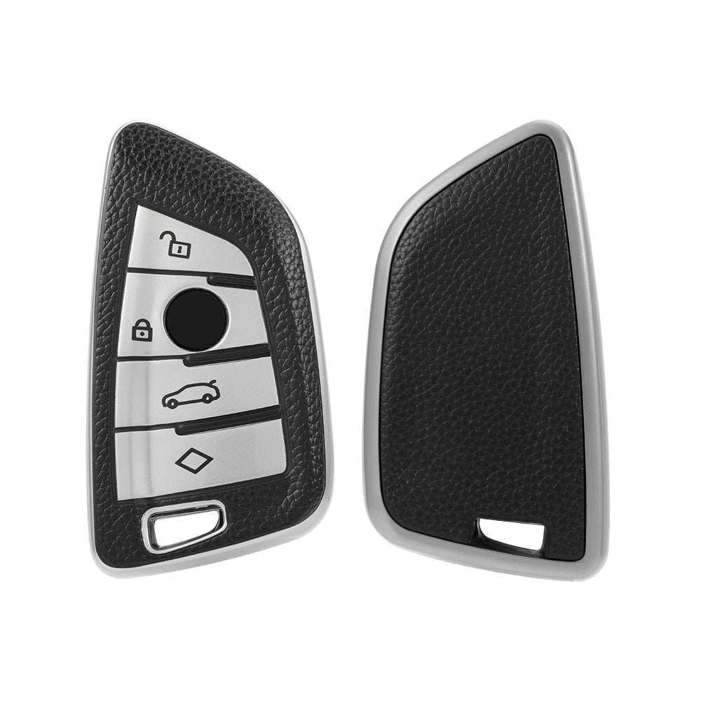 Keyzone leather TPU Key Cover For BMW : X1, X3, X6, X5, 5 Series, 6 Series, 7 Series 4 Button Smart Key (T2) (LTPU52)