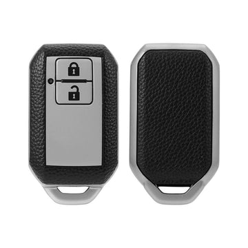 Keyzone Leather TPU Key Cover compatible for Glanza, Urban Cruiser Hyryder, Rumion 2 button smart key (LTPU05)