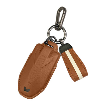 Keyzone® Royal Leather Key Cover Compatible for Mahindra XUV 7XO, BE 6, XEV 9E, XEV 9S, BE 6 Formula E Edition, BE 6 FE 6-Button Smart Key(RL92)