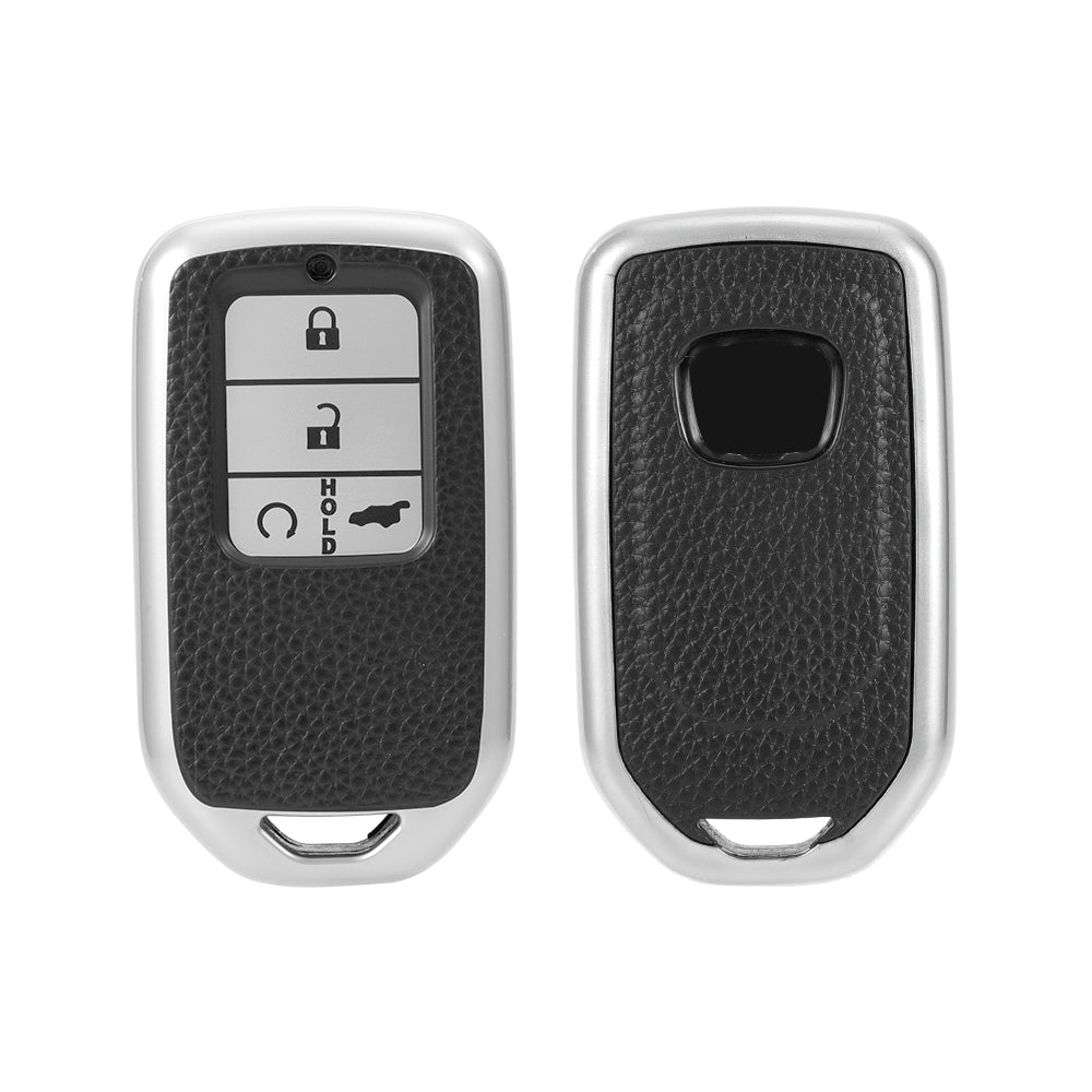 Keyzone leather TPU key cover for City, Civic, WR-V 5 button smart key (LTPU24_5b)