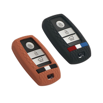 Keyzone Striped Key Cover – Mix Color Combo Offer (Buy 2 & Save) for Seltos, Sonet, Carnival, Carens 3/4/5 Button Smart Key (KZS-19)