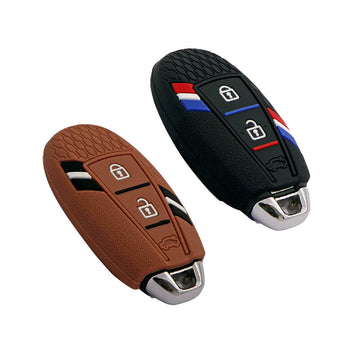 Keyzone Striped Key Cover – Mix Color Combo Offer (Buy 2 & Save) for Ciaz, Baleno, S-Cross, Vitara Brezza, Ignis, Swift, Ertiga 3 Button Smart Key (KZS-12)