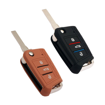 Keyzone Striped Key Cover – Mix Color Combo Offer (Buy 2 & Save) for Virtus, Tiguan, T-Roc, Taigun, New Jetta 3 Button Flip Key (KZS-17)