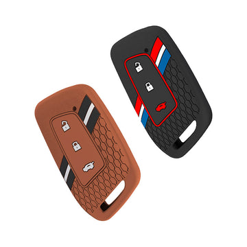 Keyzone Striped Silicone Key Cover – Mix Color Combo Offer (Buy 2 & Save) for MG Hector, Windsor EV 3 Button Smart Key (KZS-24)