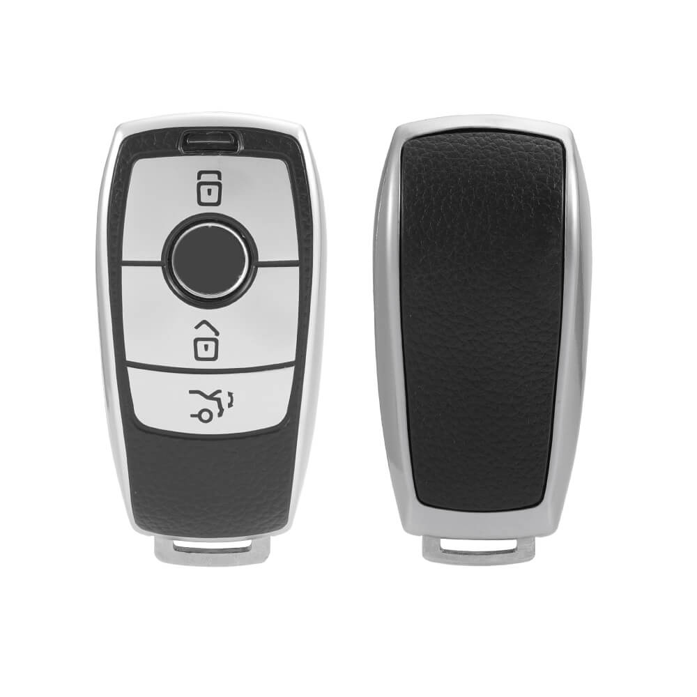 Keyzone® Leather TPU Car Key Cover Compatible for Mercedes Benz E-Class S-Class A-Class C-Class G-Class 2020 Onwards New Smart Key (LTPU70) - Keyzone