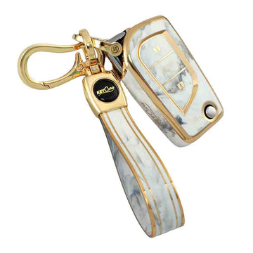 Keyzone TPU key cover and keychain for Innova Crysta, Corolla Altis 3 button flip key (TP42, TPKeychain)